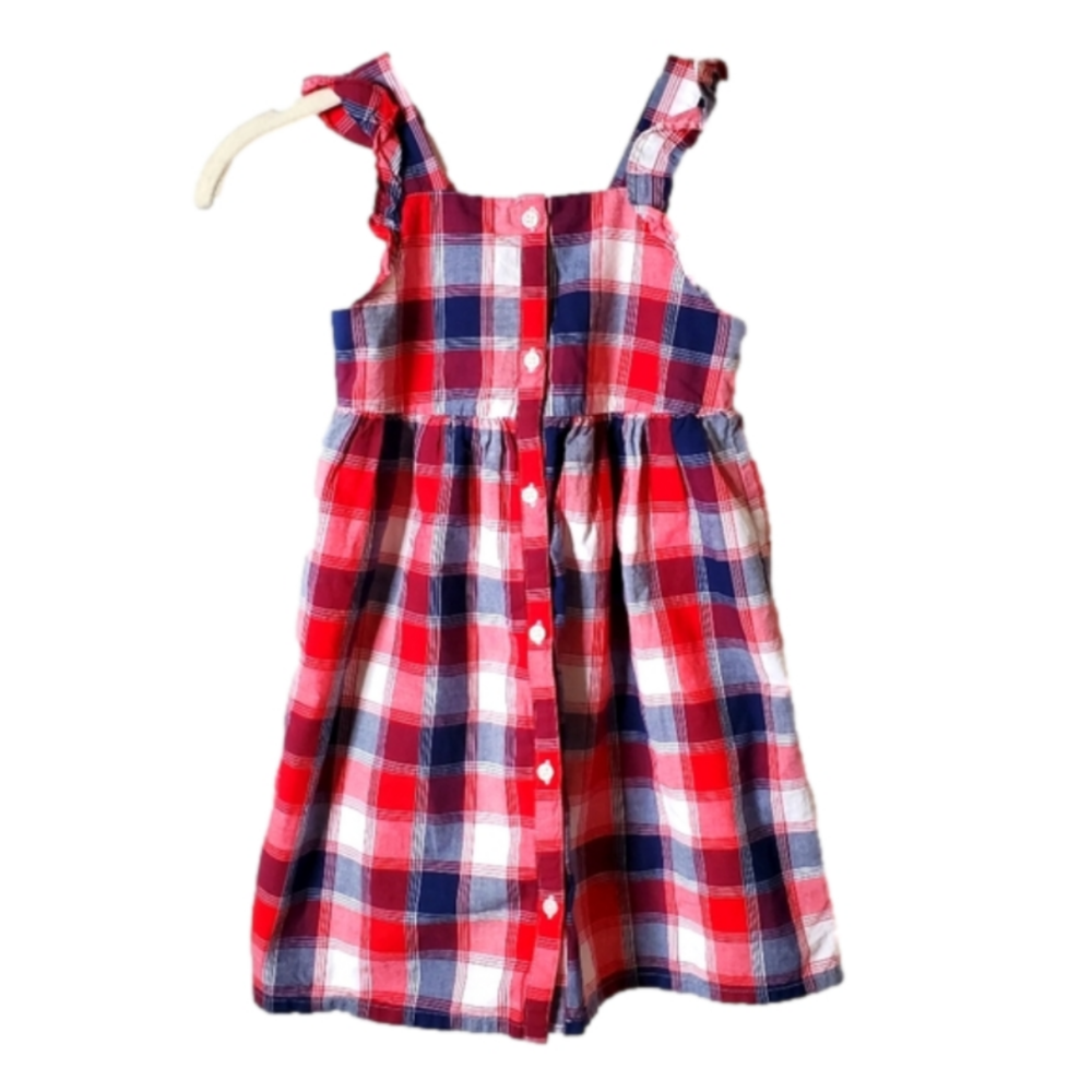Oshkosh B'gosh Red, White and Blue Plaid Button Front Picnic Dress